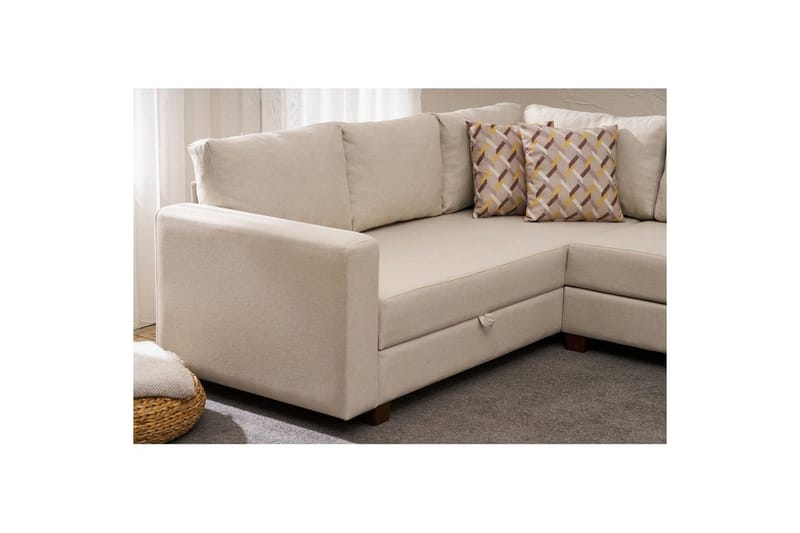 Hörnbäddsoffa Iroulport Arzilla Höger Grädde - Grädde - Möbler - Soffa - Bäddsoffa - Hörnbäddsoffa