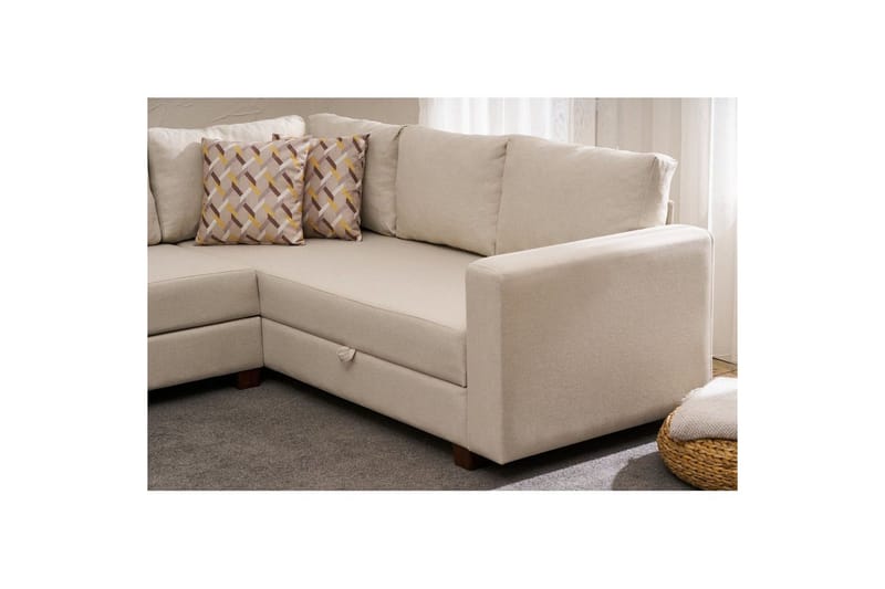 Hörnbäddsoffa Iroulport Arzilla Vänster Grädde - Grädde - Möbler - Soffa - Bäddsoffa - Hörnbäddsoffa