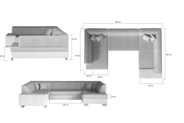 Jamaal Hörnbäddsoffa - Grå/Svart - Möbler - Soffa - Bäddsoffa - Hörnbäddsoffa