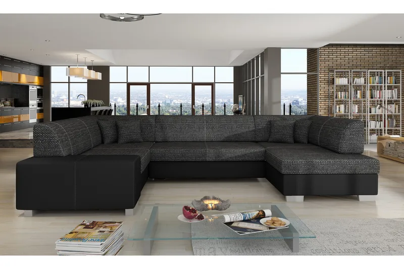 Jamaal Hörnbäddsoffa, Grå/Svart