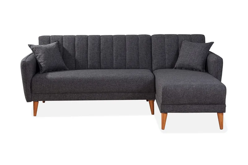 Jenick 3-sits Höger L-formad Hörnbäddsoffa i Tyg, Antracit