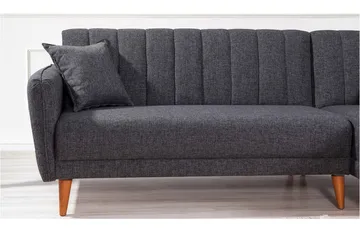 Jenick 3-sits Höger L-formad Hörnbäddsoffa i Tyg - Antracit - Möbler - Soffa - Bäddsoffa - Bäddsoffa divan