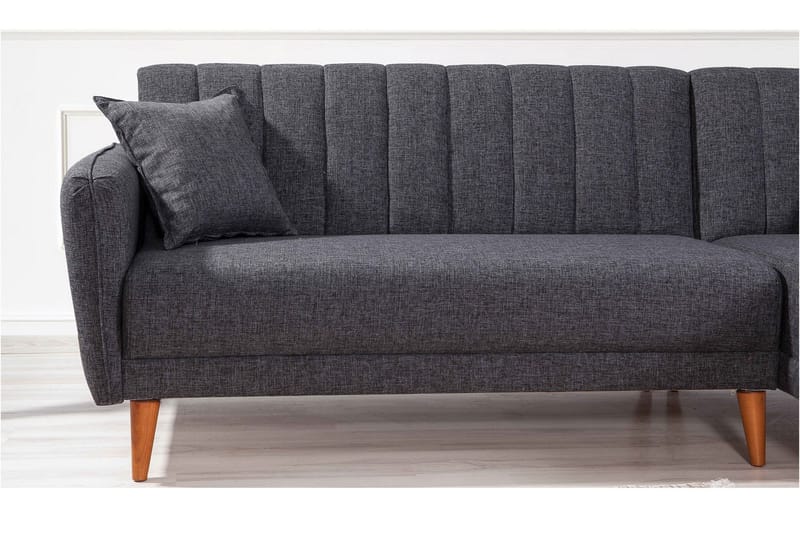 Jenick 3-sits Höger L-formad Hörnbäddsoffa i Tyg - Antracit - Möbler - Soffa - Bäddsoffa - Bäddsoffa divan
