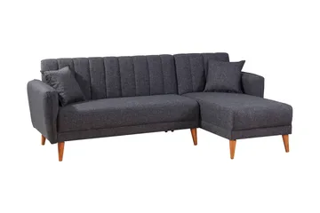 Jenick 3-sits Höger L-formad Hörnbäddsoffa i Tyg - Antracit - Möbler - Soffa - Bäddsoffa - Bäddsoffa divan