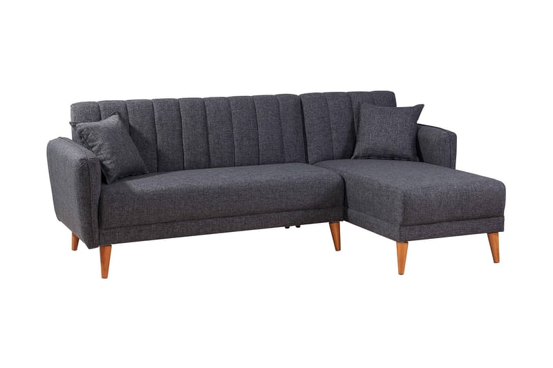 Jenick 3-sits Höger L-formad Hörnbäddsoffa i Tyg - Antracit - Möbler - Soffa - Bäddsoffa - Bäddsoffa divan