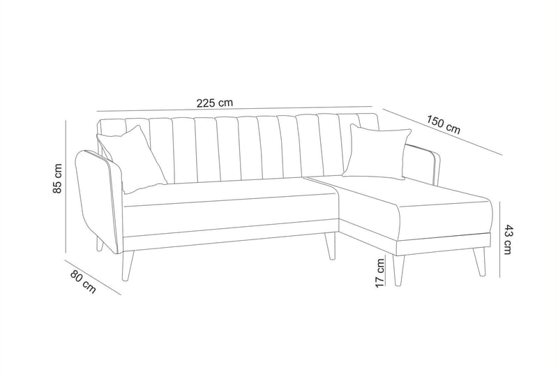 Jenick 3-sits Höger L-formad Hörnbäddsoffa i Tyg - Antracit - Möbler - Soffa - Bäddsoffa - Bäddsoffa divan