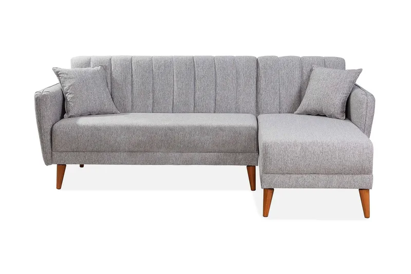 Jenick 3-sits Höger L-formad Hörnbäddsoffa i Tyg, Grå