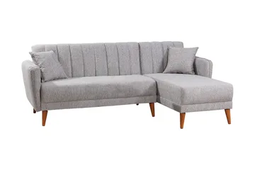Jenick 3-sits Höger L-formad Hörnbäddsoffa i Tyg - Grå - Möbler - Soffa - Bäddsoffa - Bäddsoffa divan