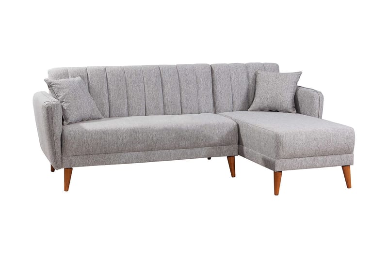 Jenick 3-sits Höger L-formad Hörnbäddsoffa i Tyg - Grå - Möbler - Soffa - Bäddsoffa - Bäddsoffa divan