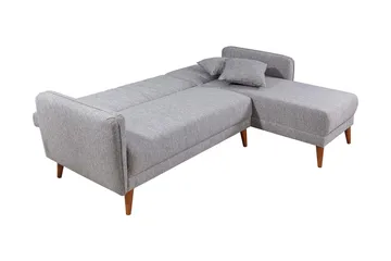 Jenick 3-sits Höger L-formad Hörnbäddsoffa i Tyg - Grå - Möbler - Soffa - Bäddsoffa - Bäddsoffa divan