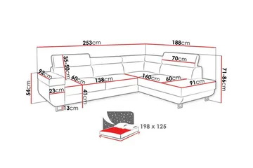 Kintore 3-sits Hörnbäddsoffa Brown - Möbler - Soffa - Bäddsoffa - Hörnbäddsoffa