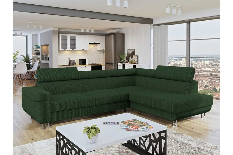 Kintore 3-sits Hörnbäddsoffa Dark green - Möbler - Soffa - Bäddsoffa - Hörnbäddsoffa
