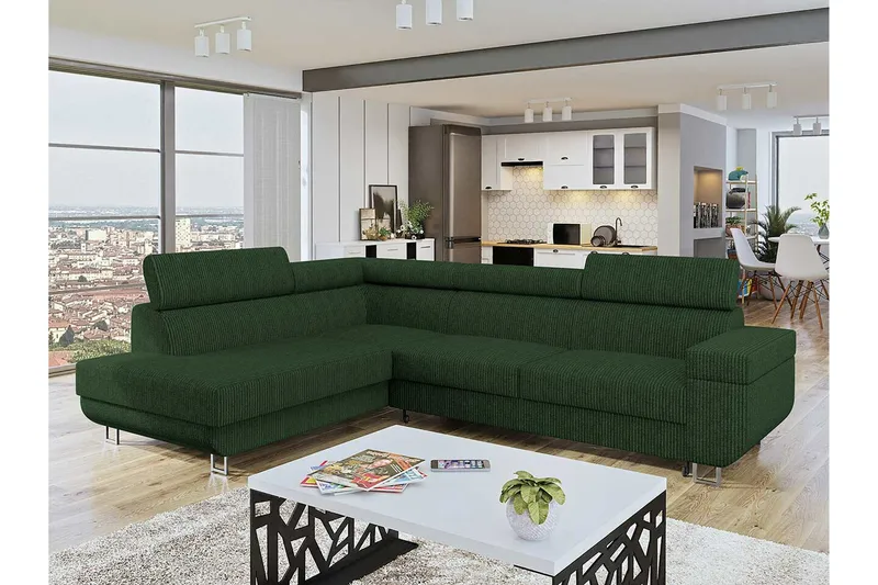 Kintore 3-sits Hörnbäddsoffa Dark green - Möbler - Soffa - Bäddsoffa - Hörnbäddsoffa