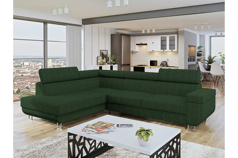Kintore 3-sits Hörnbäddsoffa Dark green - Möbler - Soffa - Bäddsoffa - Hörnbäddsoffa