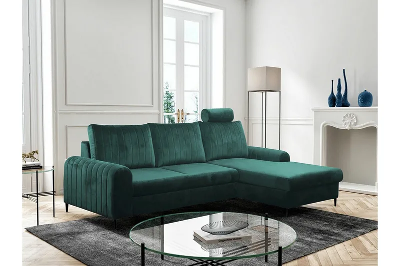 Kintore 3-sits Hörnbäddsoffa Dark green - Möbler - Soffa - Bäddsoffa - Bäddsoffa divan