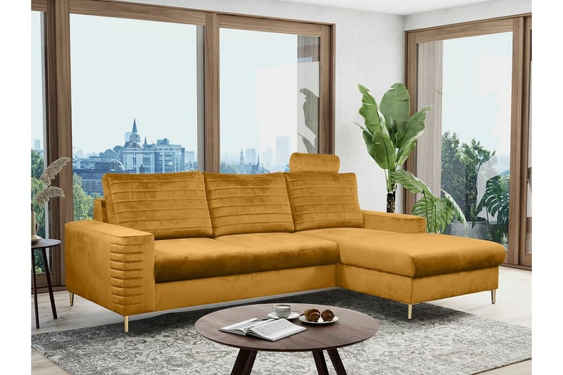 Kintore 3-sits Hörnbäddsoffa Dark yellow - Möbler - Soffa - Bäddsoffa - Hörnbäddsoffa