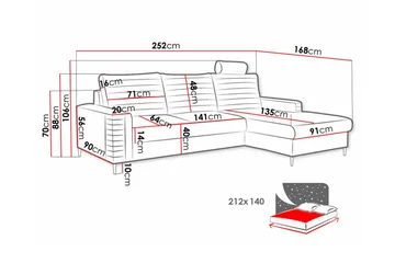 Kintore 3-sits Hörnbäddsoffa Light grey/Dark grey - Möbler - Soffa - Bäddsoffa - Bäddsoffa divan