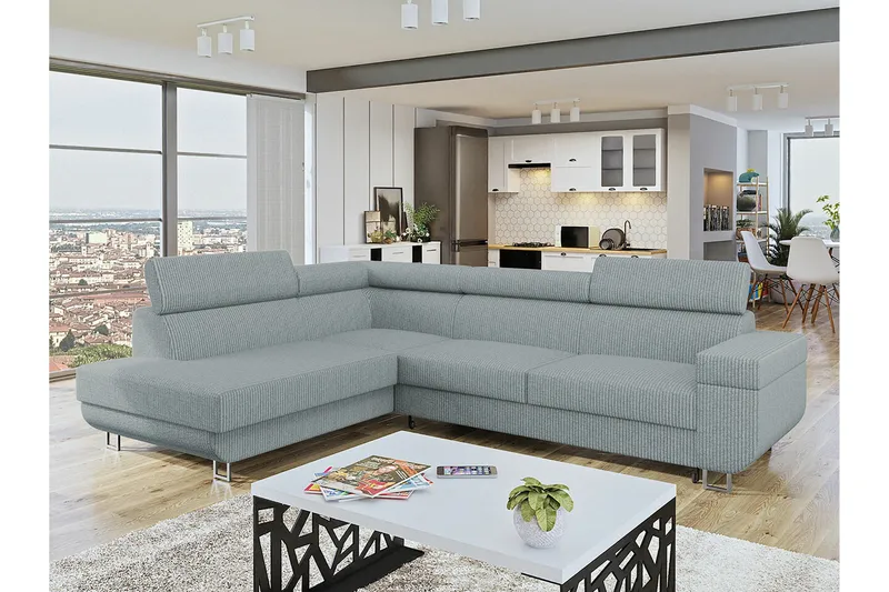 Kintore 3-sits Hörnbäddsoffa Ljusgrå - Möbler - Soffa - Bäddsoffa - Hörnbäddsoffa