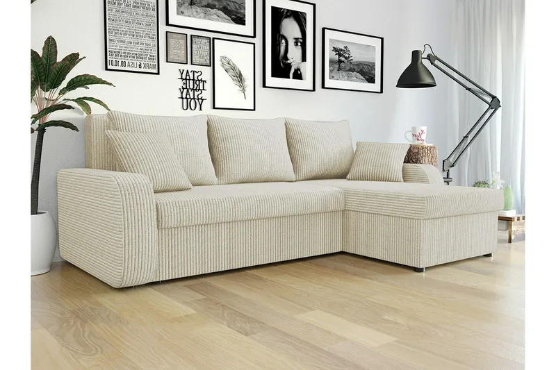 Kintore 3-sits Hörnbäddsoffa NO_BRAND Beige/Light beige - Möbler - Soffa - Bäddsoffa - Bäddsoffa divan