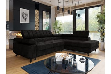 Kintore 3-sits Hörnbäddsoffa NO_BRAND Black - Möbler - Soffa - Bäddsoffa - Hörnbäddsoffa