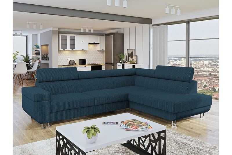 Kintore 3-sits Hörnbäddsoffa NO_BRAND Dark blue - Möbler - Soffa - Bäddsoffa - Hörnbäddsoffa
