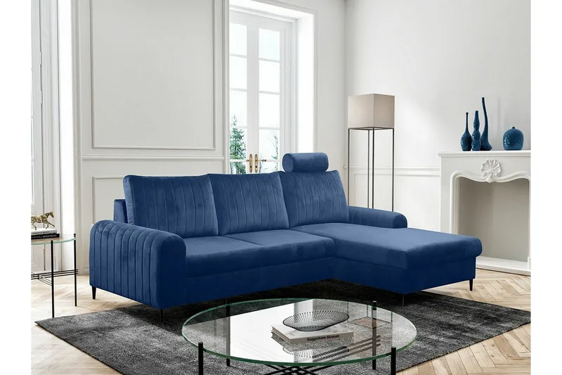 Kintore 3-sits Hörnbäddsoffa NO_BRAND Dark blue - Möbler - Soffa - Bäddsoffa - Hörnbäddsoffa
