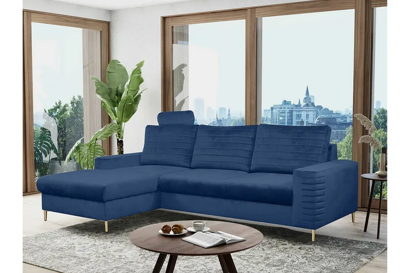 Kintore 3-sits Hörnbäddsoffa NO_BRAND Dark blue - Möbler - Soffa - Bäddsoffa - Hörnbäddsoffa