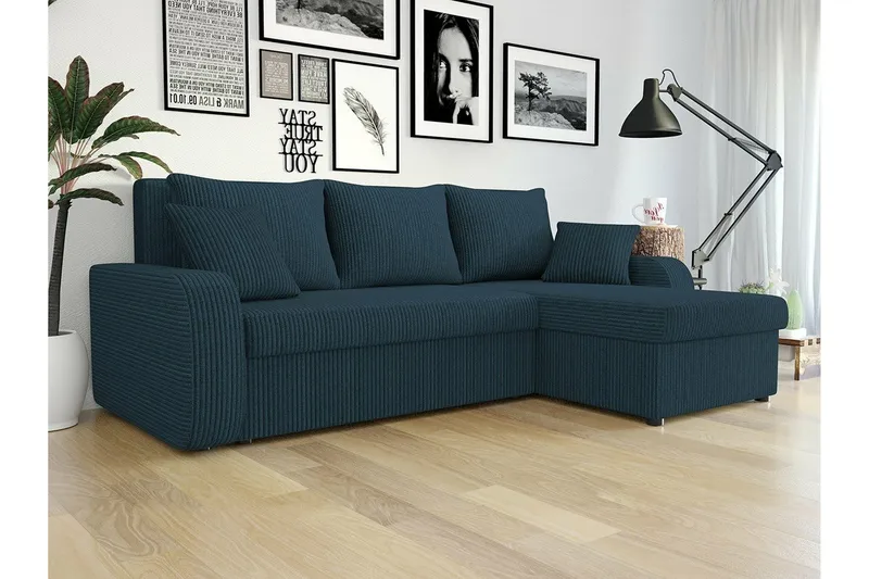 Kintore 3-sits Hörnbäddsoffa NO_BRAND Dark blue - Möbler - Soffa - Bäddsoffa - Hörnbäddsoffa