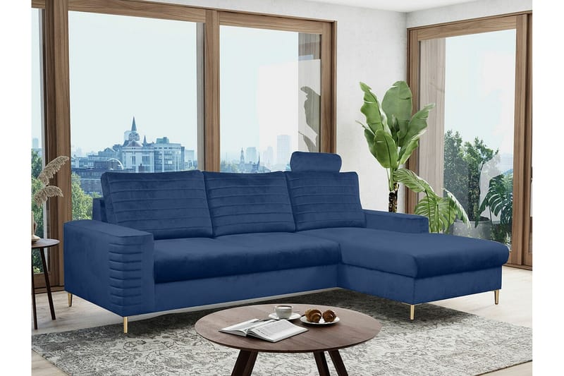 Kintore 3-sits Hörnbäddsoffa NO_BRAND Dark blue - Möbler - Soffa - Bäddsoffa - Hörnbäddsoffa