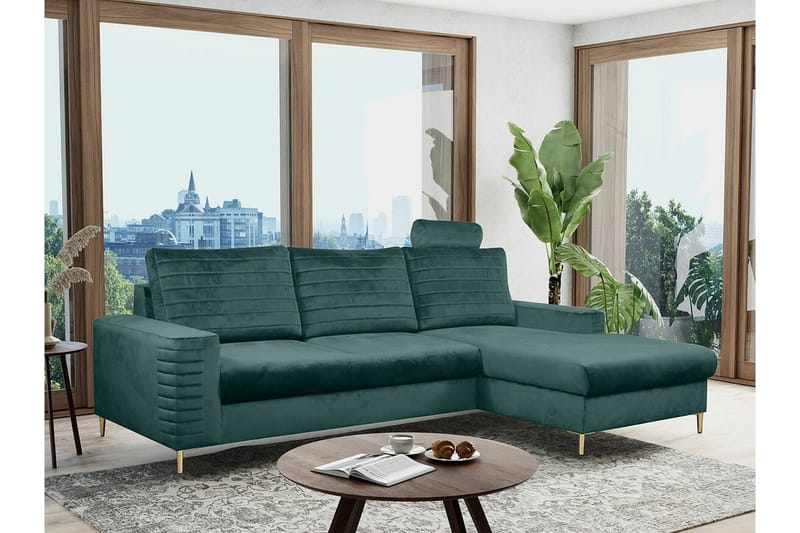 Kintore 3-sits Hörnbäddsoffa NO_BRAND Dark green - Möbler - Soffa - Bäddsoffa - Hörnbäddsoffa