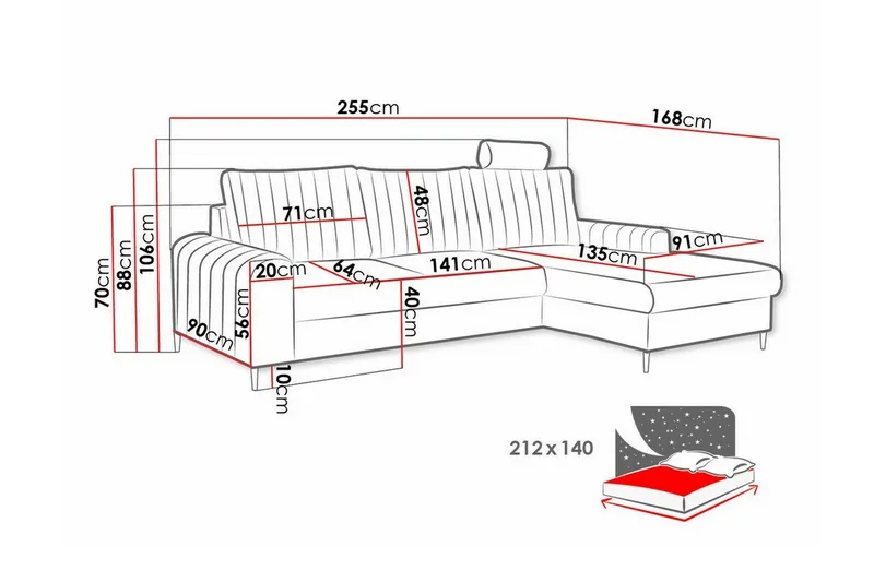 Kintore 3-sits Hörnbäddsoffa NO_BRAND Dark green - Möbler - Soffa - Bäddsoffa - Bäddsoffa divan