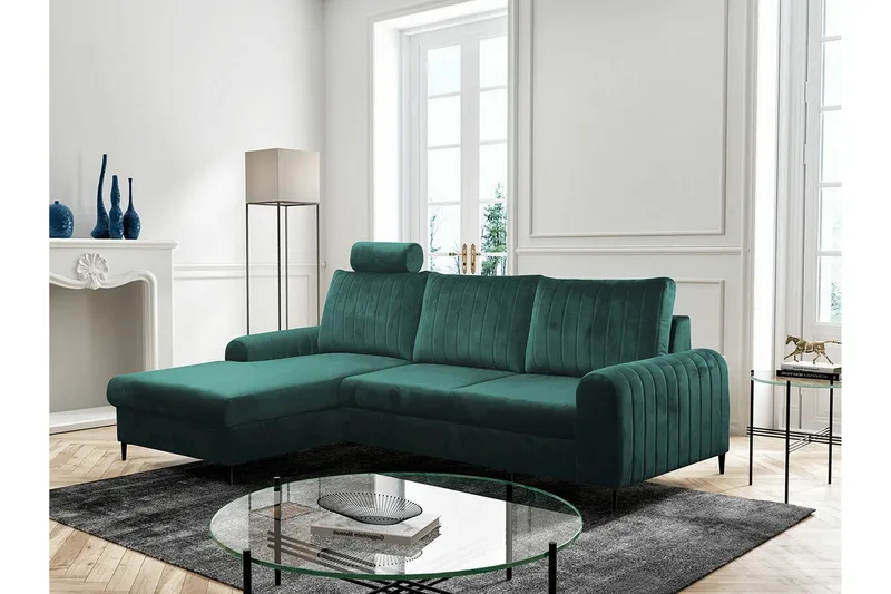 Kintore 3-sits Hörnbäddsoffa NO_BRAND Dark green - Möbler - Soffa - Bäddsoffa - Bäddsoffa divan