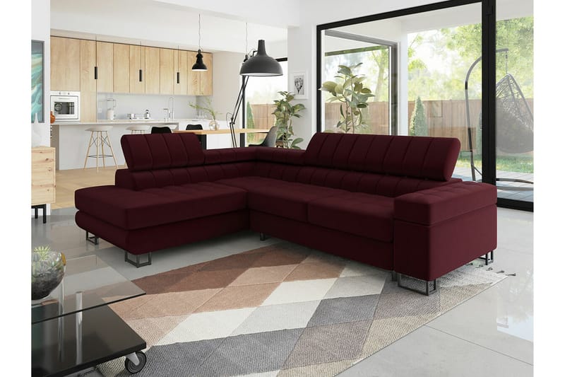 Kintore 3-sits Hörnbäddsoffa NO_BRAND Dark red - Möbler - Soffa - Bäddsoffa - Hörnbäddsoffa