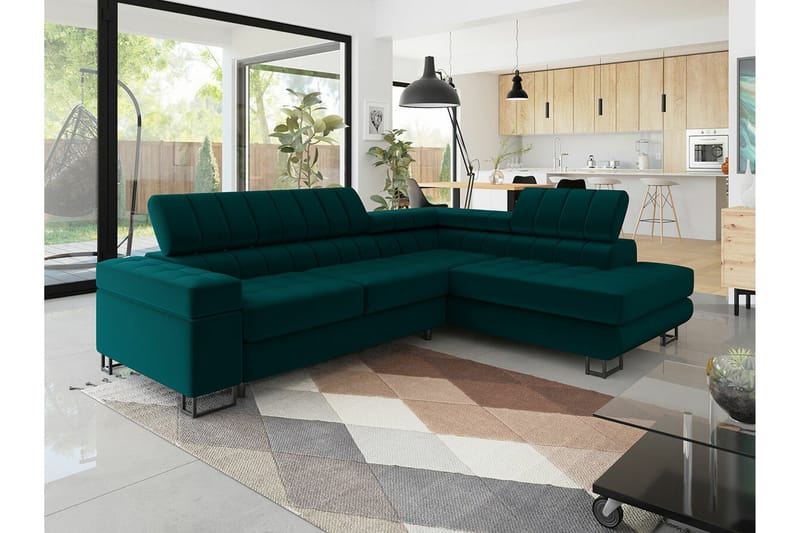 Kintore 3-sits Hörnbäddsoffa NO_BRAND Dark Turquoise - Möbler - Soffa - Bäddsoffa - Hörnbäddsoffa