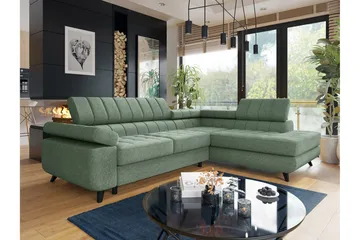 Kintore 3-sits Hörnbäddsoffa NO_BRAND Light green - Möbler - Soffa - Bäddsoffa - Hörnbäddsoffa