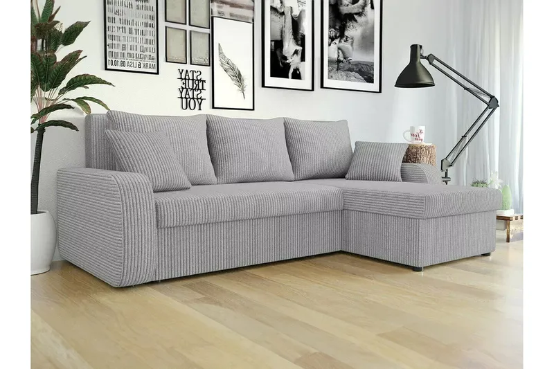 Kintore 3-sits Hörnbäddsoffa NO_BRAND Ljusgrå - Möbler - Soffa - Bäddsoffa - Bäddsoffa divan