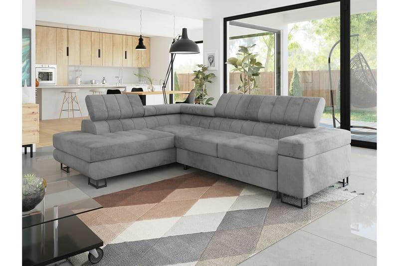 Kintore 3-sits Hörnbäddsoffa NO_BRAND Ljusgrå - Möbler - Soffa - Bäddsoffa - Hörnbäddsoffa