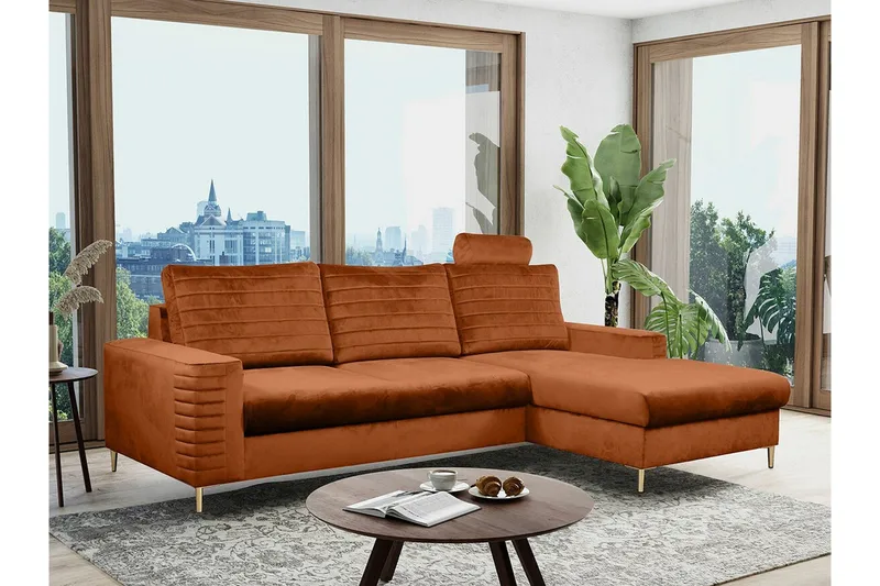 Kintore 3-sits Hörnbäddsoffa NO_BRAND Orange - Möbler - Soffa - Bäddsoffa - Hörnbäddsoffa