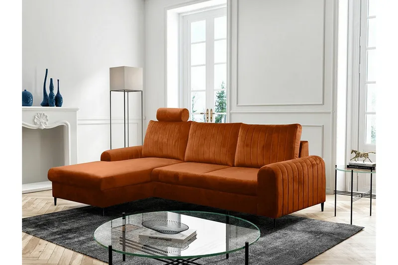 Kintore 3-sits Hörnbäddsoffa NO_BRAND Orange - Möbler - Soffa - Bäddsoffa - Hörnbäddsoffa