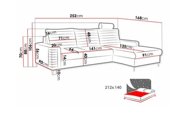 Kintore 3-sits Hörnbäddsoffa NO_BRAND Orange - Möbler - Soffa - Bäddsoffa - Hörnbäddsoffa