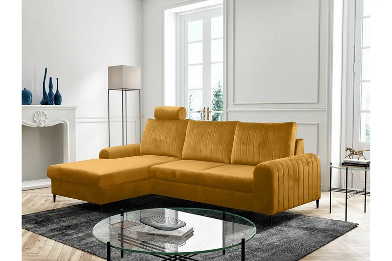 Kintore 3-sits Hörnbäddsoffa NO_BRAND Yellow - Möbler - Soffa - Bäddsoffa - Hörnbäddsoffa