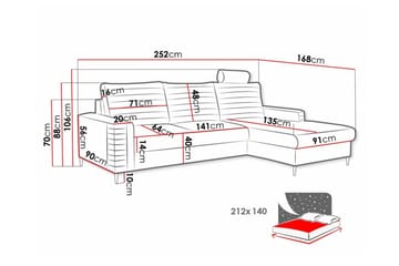 Kintore 3-sits Hörnbäddsoffa NO_BRAND Yellow - Möbler - Soffa - Bäddsoffa - Hörnbäddsoffa