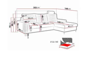 Kintore 3-sits Hörnbäddsoffa Orange - Möbler - Soffa - Bäddsoffa - Hörnbäddsoffa