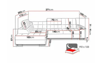 Kintore 3-sits Hörnbäddsoffa Red - Möbler - Soffa - Bäddsoffa - Hörnbäddsoffa