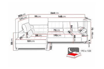 Kintore 3-sits Vänster Hörnbäddsoffa med Förvaring i Sammet - Röd - Möbler - Soffa - Bäddsoffa - Bäddsoffa längsbäddad