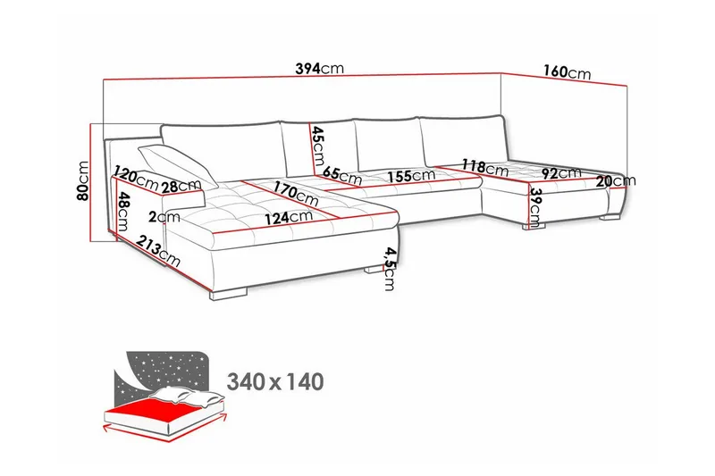 Kintore 4-sits Hörnbäddsoffa beige - Möbler - Soffa - Bäddsoffa - Hörnbäddsoffa