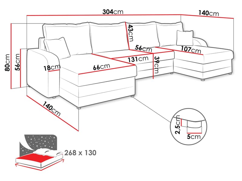 Kintore 4-sits Hörnbäddsoffa Black/Grey - Möbler - Soffa - Bäddsoffa - Bäddsoffa divan
