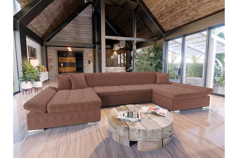 Kintore 4-sits Hörnbäddsoffa Brown - Möbler - Soffa - Bäddsoffa - Hörnbäddsoffa