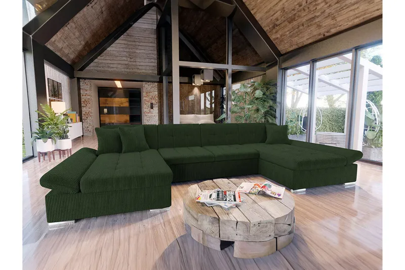 Kintore 4-sits Hörnbäddsoffa Dark green - Möbler - Soffa - Bäddsoffa - Hörnbäddsoffa