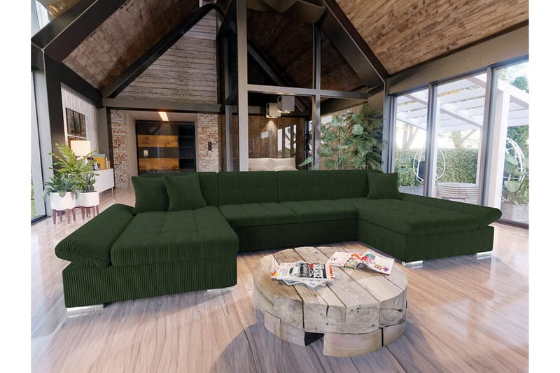 Kintore 4-sits Hörnbäddsoffa Dark green - Möbler - Soffa - Bäddsoffa - Hörnbäddsoffa